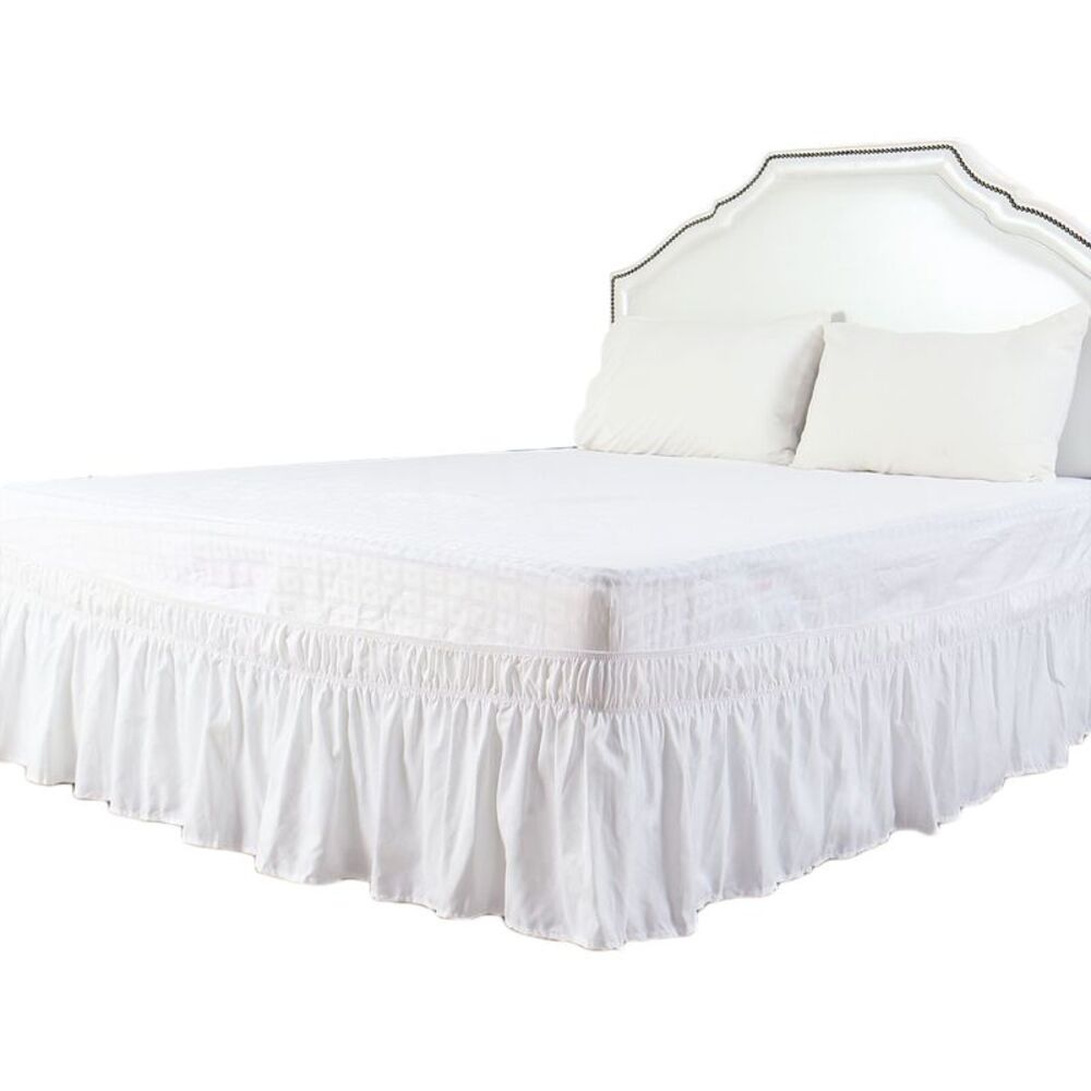 Waterproof Fitted Sheet 4-Piece Set with Bed Skirt and Pillowcases Queen
